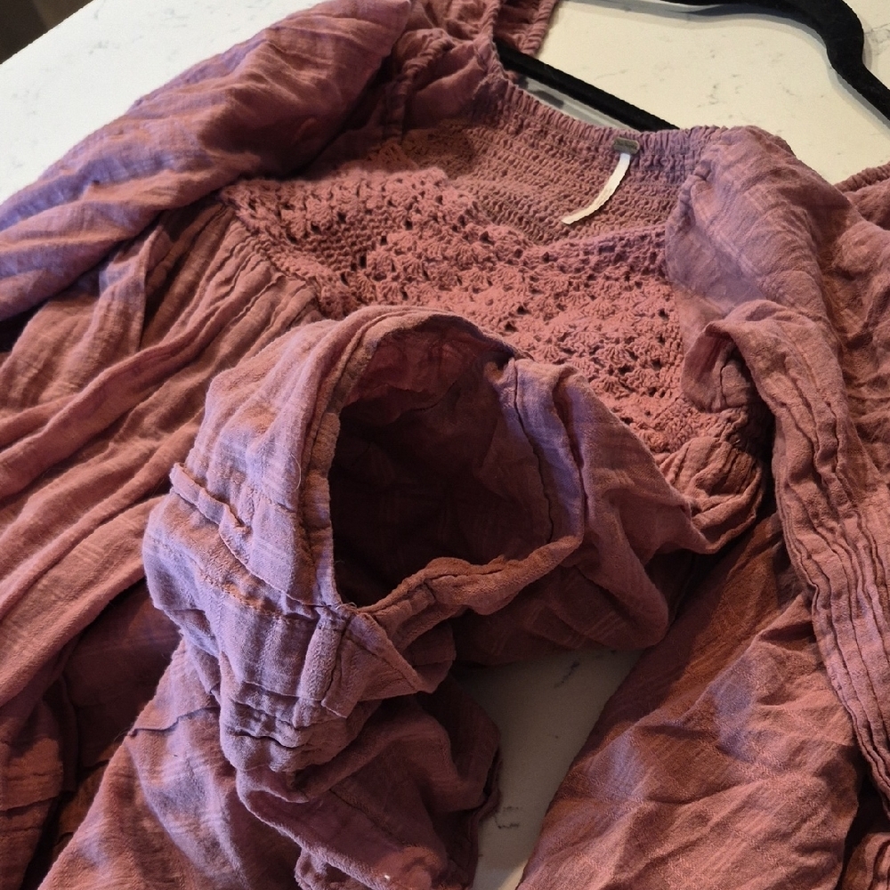 Free People Dusty Rose Crochet Detail Dress - Picture 10 of 12